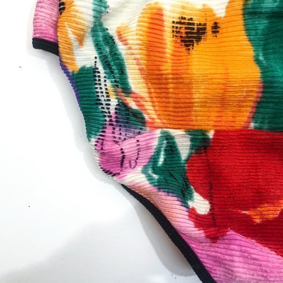 Vintage Women's Floral Swimsuit w/‎ micro-pleating Sz L - Picture 8 of 8